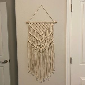 White macrame wall hanging